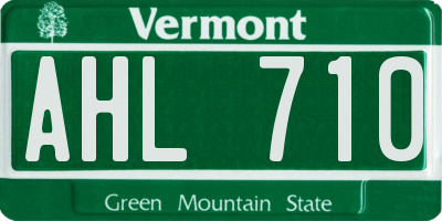 VT license plate AHL710