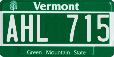 VT license plate AHL715