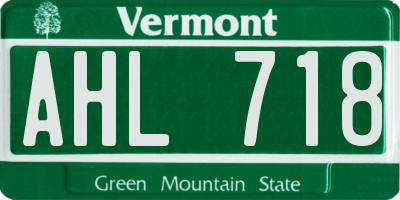 VT license plate AHL718
