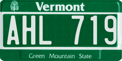 VT license plate AHL719