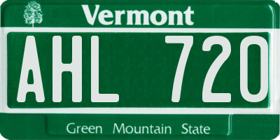 VT license plate AHL720