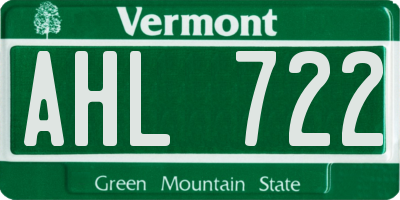 VT license plate AHL722