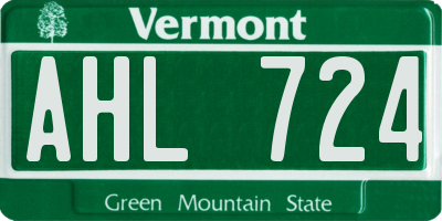 VT license plate AHL724