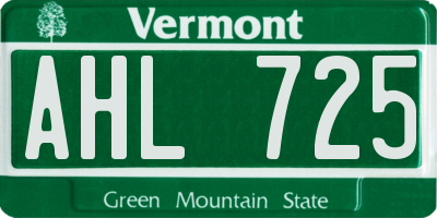 VT license plate AHL725