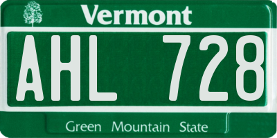 VT license plate AHL728