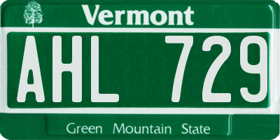 VT license plate AHL729