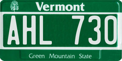 VT license plate AHL730