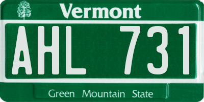 VT license plate AHL731