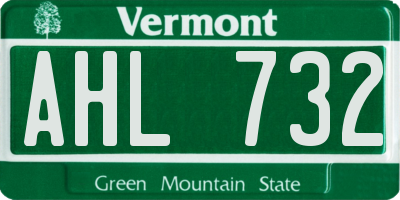 VT license plate AHL732