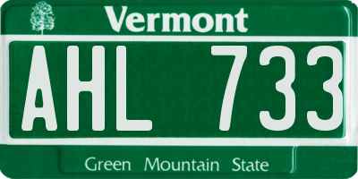 VT license plate AHL733
