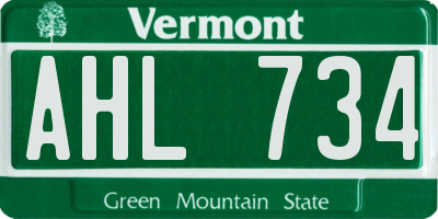 VT license plate AHL734