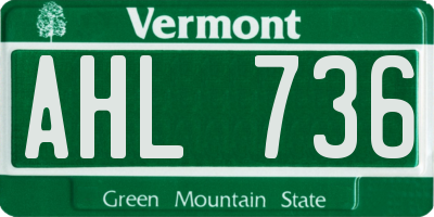 VT license plate AHL736