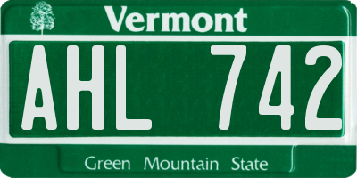 VT license plate AHL742