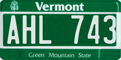VT license plate AHL743