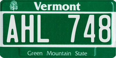 VT license plate AHL748