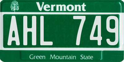 VT license plate AHL749