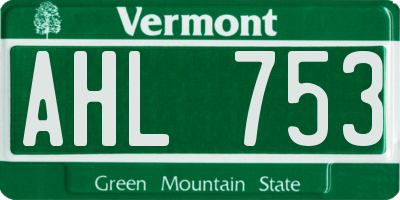 VT license plate AHL753