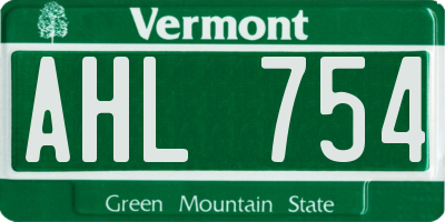 VT license plate AHL754