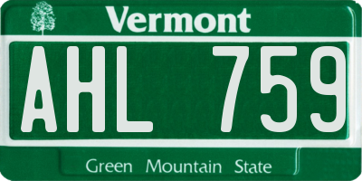 VT license plate AHL759