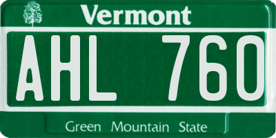 VT license plate AHL760