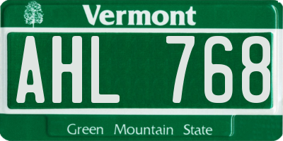 VT license plate AHL768