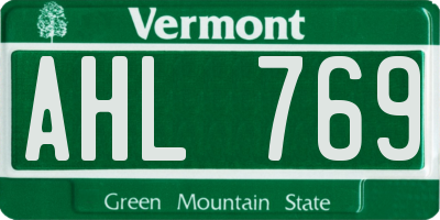 VT license plate AHL769
