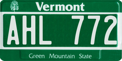 VT license plate AHL772