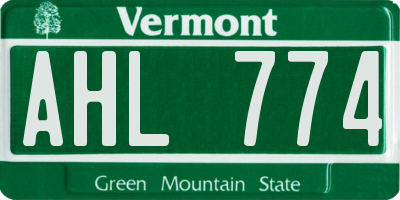VT license plate AHL774