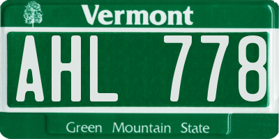 VT license plate AHL778