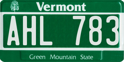 VT license plate AHL783