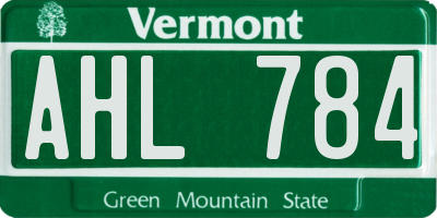 VT license plate AHL784