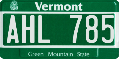 VT license plate AHL785