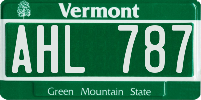VT license plate AHL787