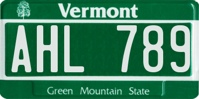 VT license plate AHL789
