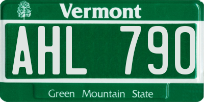 VT license plate AHL790
