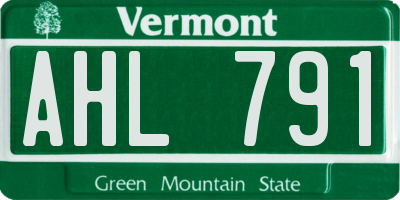 VT license plate AHL791