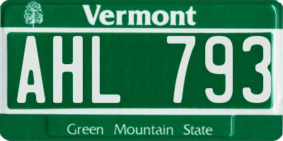 VT license plate AHL793