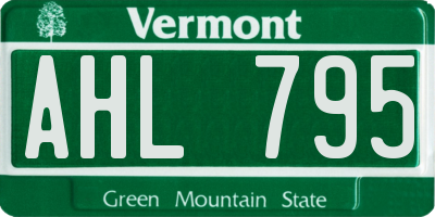 VT license plate AHL795