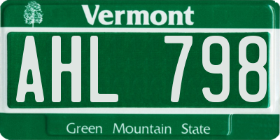 VT license plate AHL798