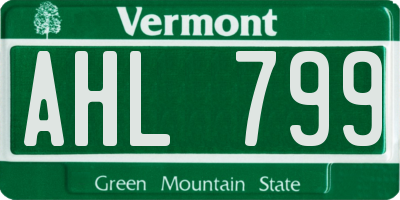 VT license plate AHL799