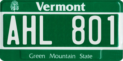 VT license plate AHL801