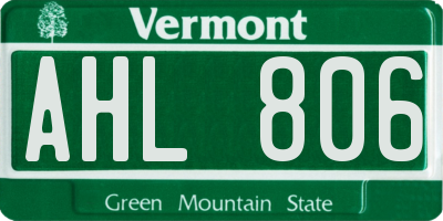 VT license plate AHL806