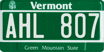 VT license plate AHL807