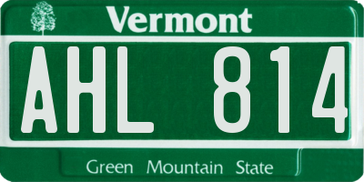 VT license plate AHL814