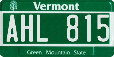 VT license plate AHL815