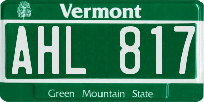 VT license plate AHL817