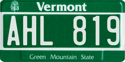 VT license plate AHL819