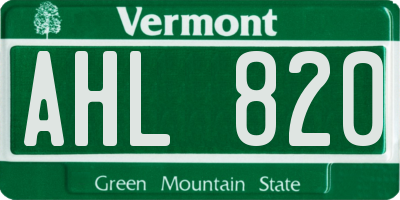 VT license plate AHL820