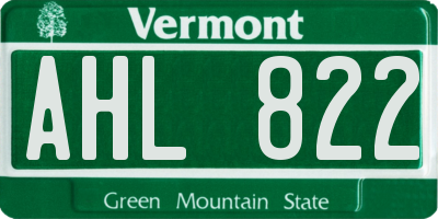 VT license plate AHL822