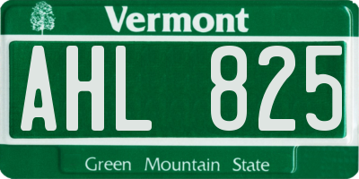 VT license plate AHL825